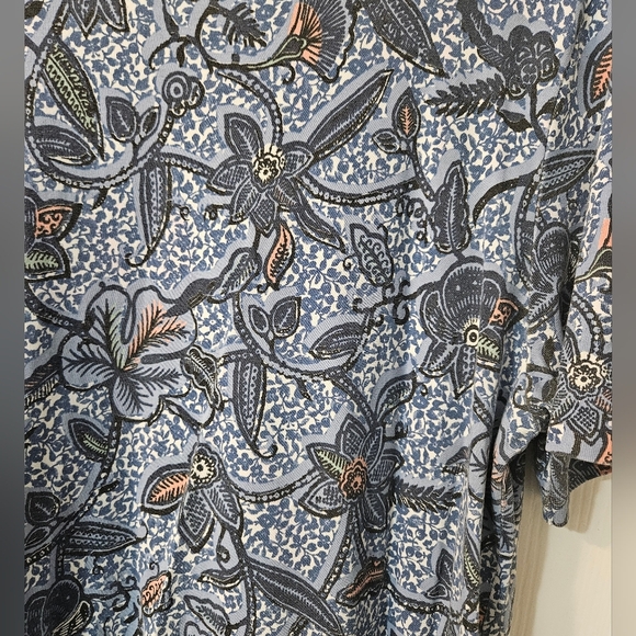 Tory Burch Floral Drawstring Cotton Dress Blue Haven - Picture 3 of 5